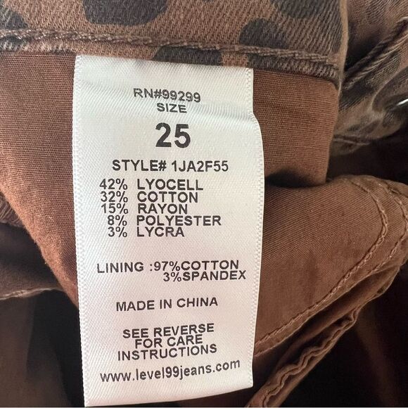 Level 99 Leopard Print Button Fly Midi Skinny Ankle Jeans Women's Size 25 - Picture 6 of 7